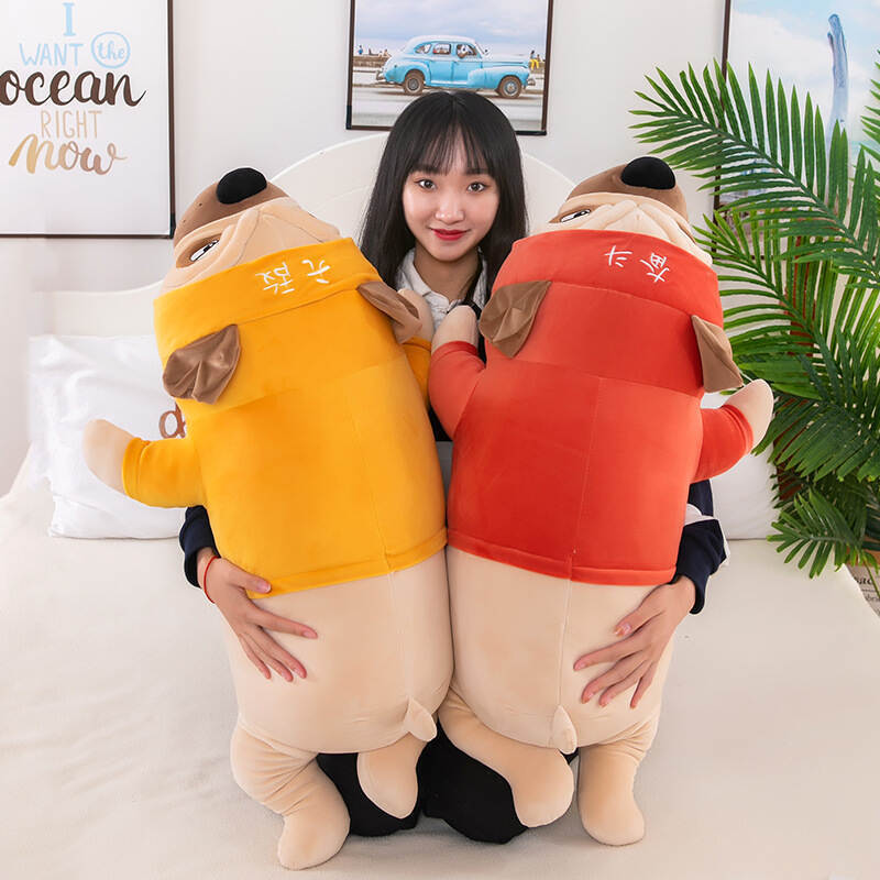  بادی پیلو بولداگ خوابیده مخمل نانو زیپ‌دار رنگ قرمز، عروسک بزرگ بالشتی کودک شیک – توی‌توی ارسال به خمینی‌شهر و اردکان 