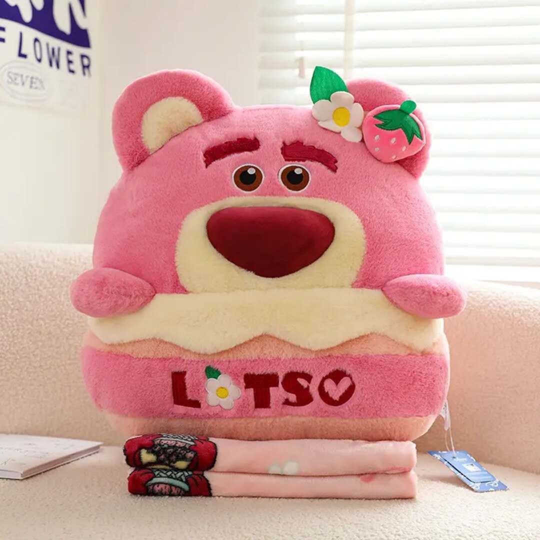  عروسک بالشتی پتودار لاتسو صورتی پولیشی خزدار، عروسک بزرگ قدی با کیفیت خارجی برای ولنتاین توی‌توی عرضه در ساری و قائم‌شهر 