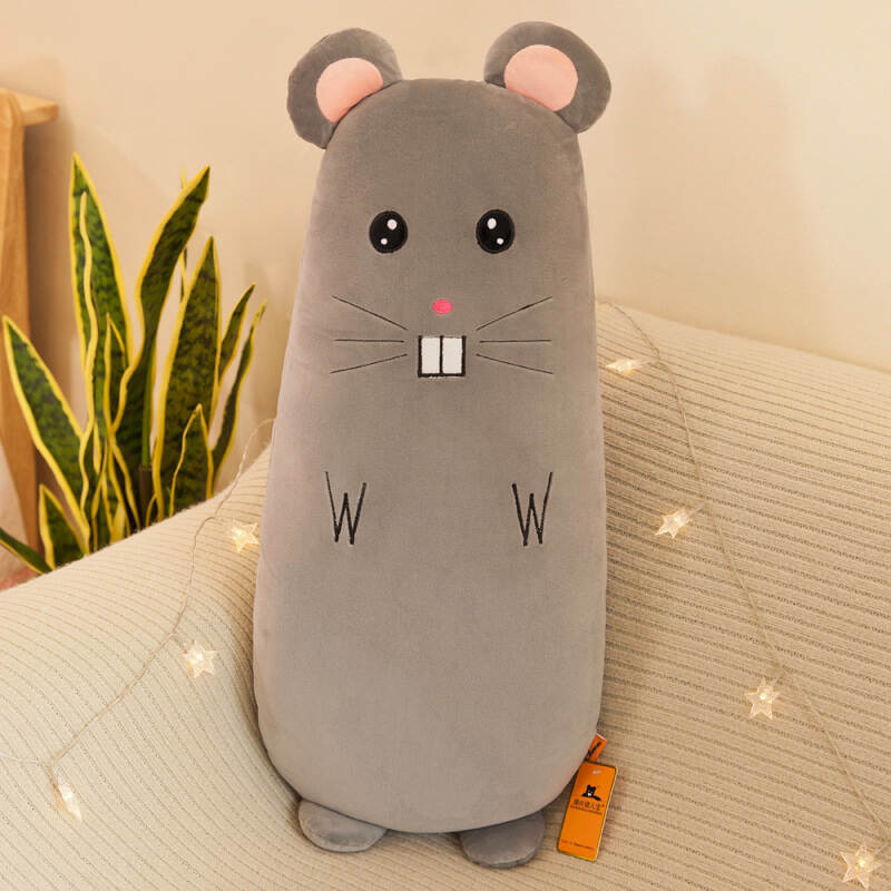  کوسن عروسکی موش خاکستری ۷۰ سانتی نرم و شیک، بالشت کودک فانتزی برای سیسمونی و هدیه تولد، ماماتوس ارسال به فومن و رودسر 