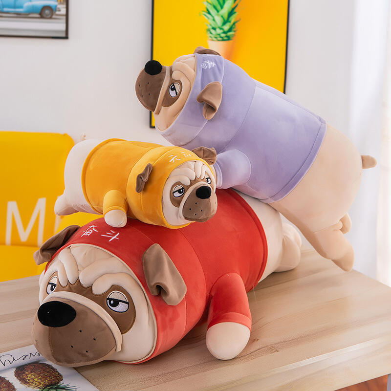  عروسک قدی بولداگ خوابیده پولیشی ۷۰/۹۰ سانتی، مناسب سیسمونی و هدیه تولد رنگ زرد – ماماتوس موجود در سیرجان و میبد 