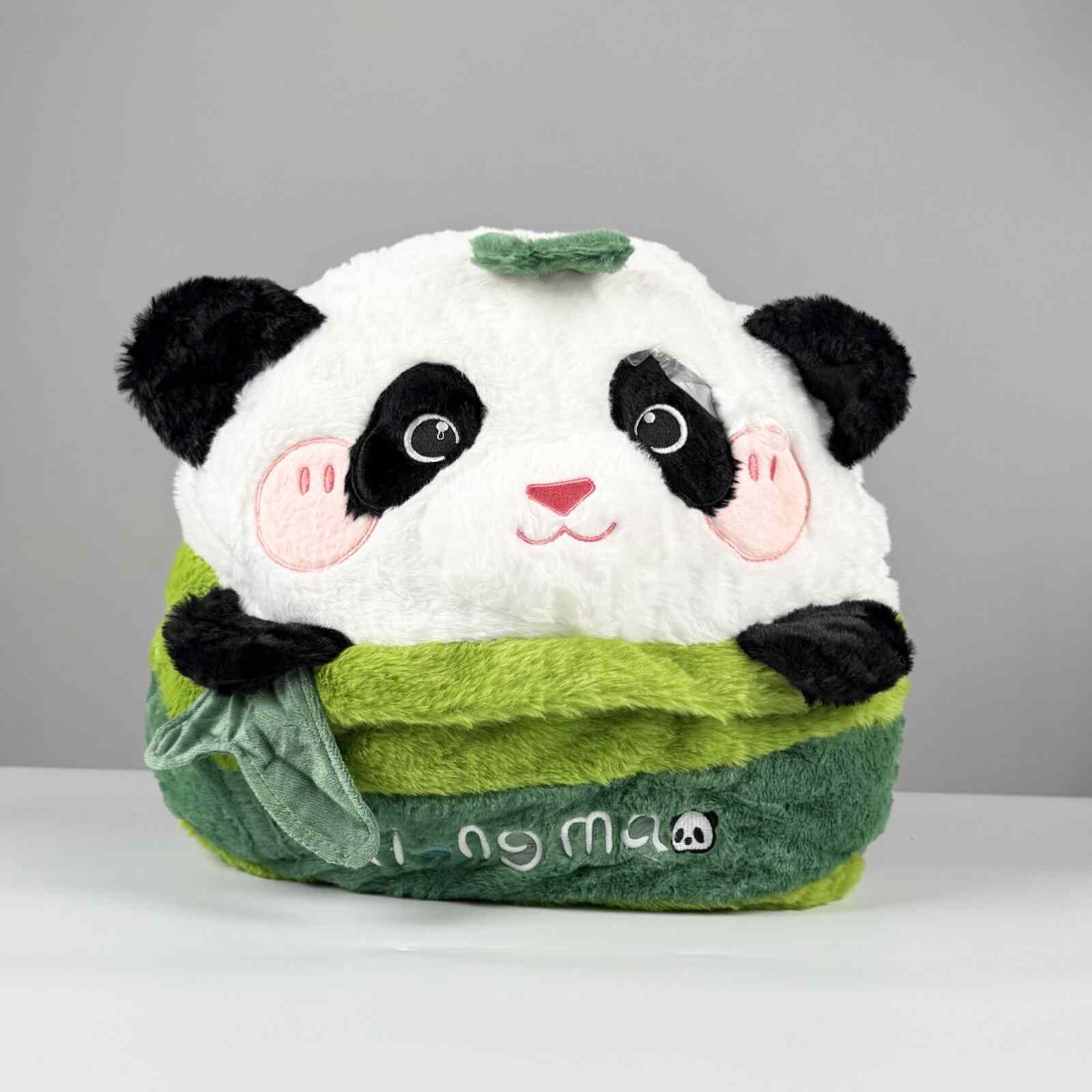  بالش پتودار عروسکی پاندا سفید سبز نانو مخمل فانتزی، هدیه‌ای شیک برای سیسمونی – تویزی‌شاپ ارسال به شهرکرد و بروجن 